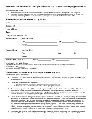 Fillable Online Polisci Msu LIP Applicationdoc Polisci Msu Fax Email