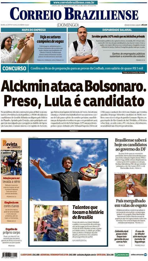 Confira A Capa Do Jornal Correio Braziliense Do Dia 05 08 2018