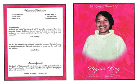 Regina King Obituary AA Rayner And Sons Funeral Homes