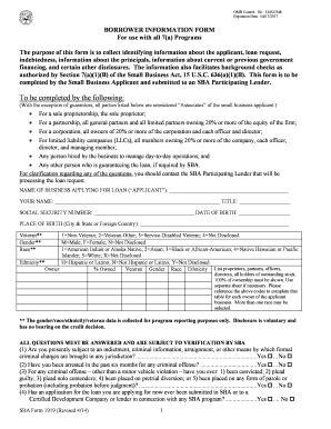 Fa Trak Borrower Information Form Fill Online Printable Fillable