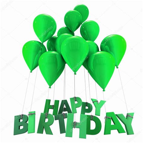 Happy birthday with green balloons Stock Photo by ©franckito 65898557