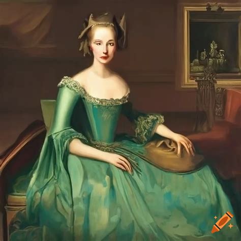 Classic Painting Of A Noblewoman In A Green Gown On Craiyon