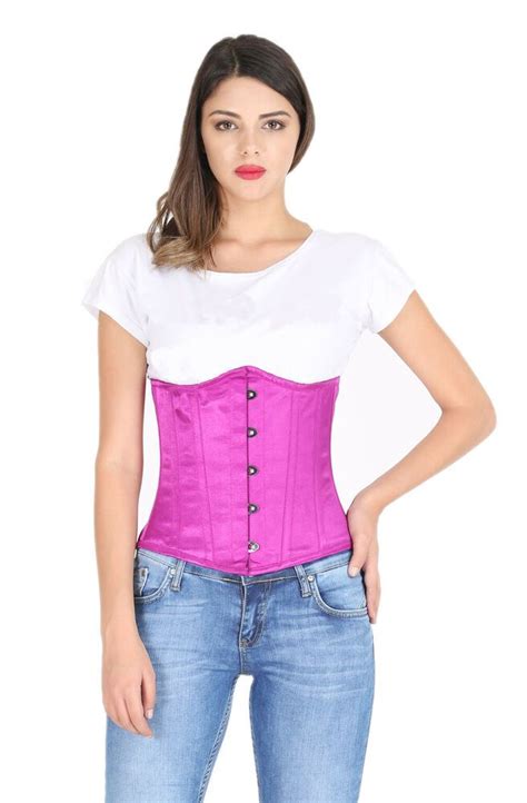 Details About Purple Satin Corset Goth Halloween Costume Waist Trainer Underbust Bustier Top In