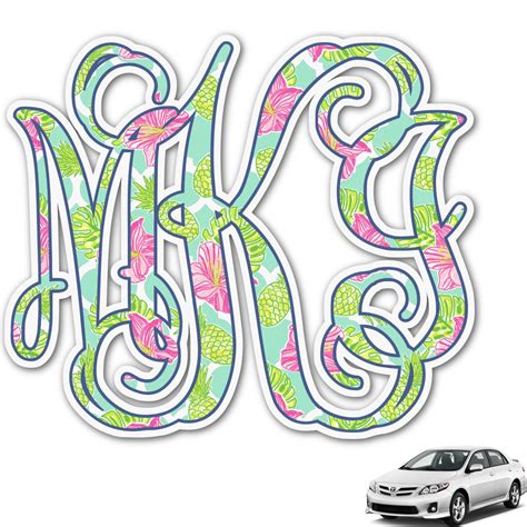 Custom Preppy Hibiscus Monogram Car Decal (Personalized) | YouCustomizeIt