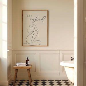 Get Naked Bathroom Print Female Body Line Art College Dorm Poster Female Body Poster Trendy