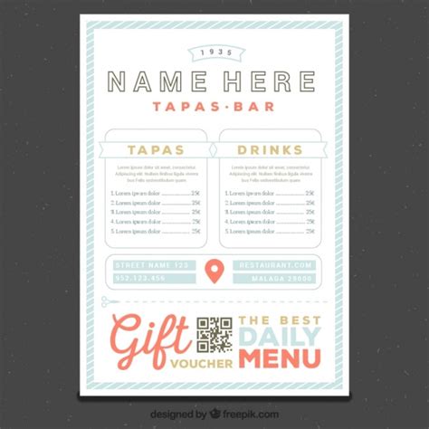 Free Vector Restaurant Menu Template In Retro Style