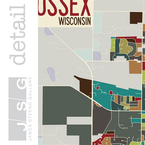 Sussex Wisconsin City Art Map Print Waukesha County Lake Etsy