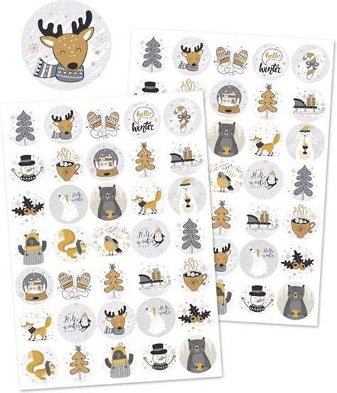 2 Stickervellen Golden Winter Stickervellen Kerst Kaarten Maken