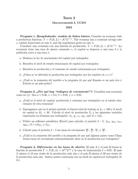 Ejercicios Tema Tarea Macroeconom A I Uc M Pregunta