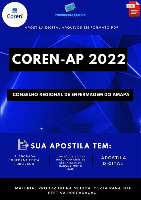 Provimento Efetivo Concursos Apostila COREN AP Enfermeiro Fiscal Ano 2022