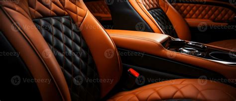 AI generated Luxury car interior with tan leather seats, classic ...