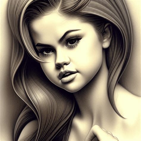 Selena Gomez Drawing In Pencil