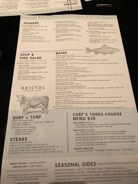 Menu at Bristol Seafood Grill pub & bar, O'Fallon