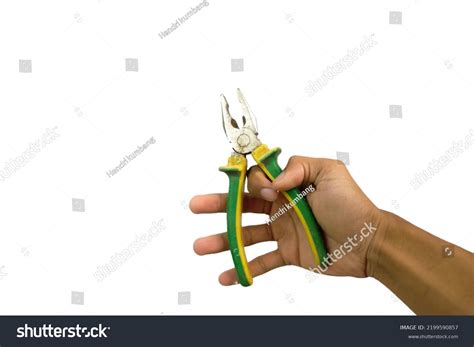 Hand Holding Pliers Isolated On White Stock Photo 2199590857 Shutterstock