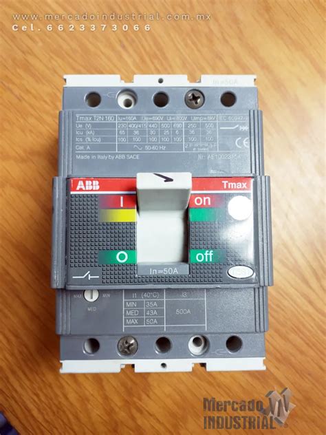 Interruptor termomagnético 50 3 polos modelo TMAX T2N160 marca ABB