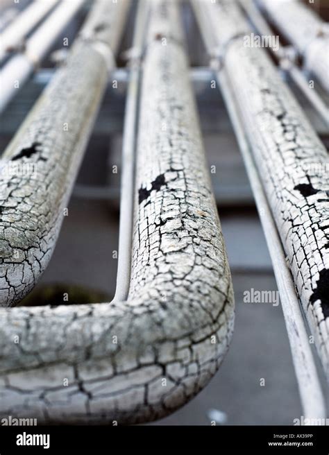 A Set Of Conduits With Cracked Paint Texture Stock Photo Alamy