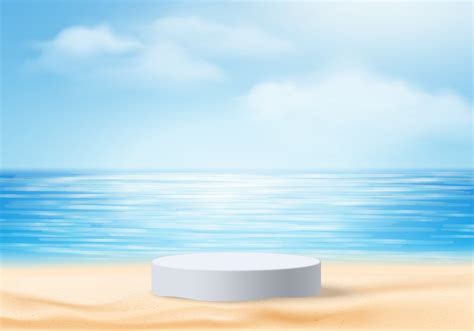 3d Summer Background Product Display Podium Scene With Cloud Platform