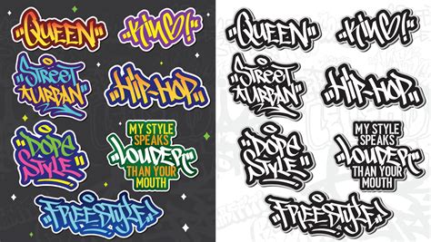 A Set Of Colorful Or Vibrant Graffiti Art Stickers Street Art Theme