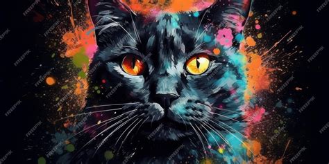 Premium AI Image | Watercolor drawing of a black cat