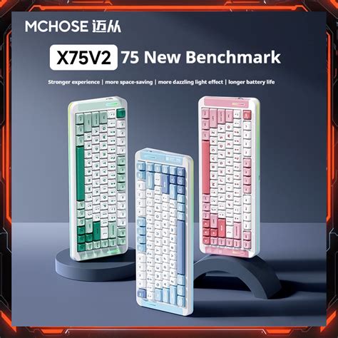 MCHOSE X75V2 3 Mode Wireless Bluetooth 2 4G Mechanical Keyboard 8000mAh Hot Swappable RGB
