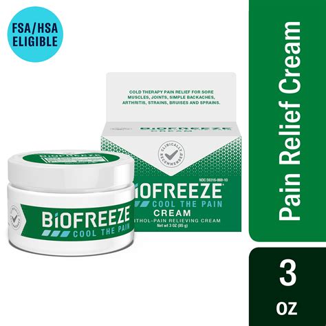 Biofreeze Menthol Pain Relieving Cream 3 Oz Jar For Pain Relief