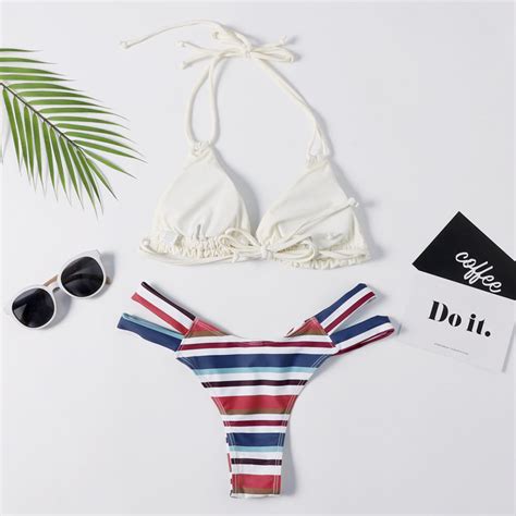 Sexy Striped Halter Bikini Set Ncocon