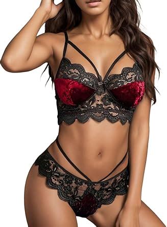 Sexy Lingerie For Women Naughty Lace Trim Bralette Bra And Panty High Waisted Bowknot Sleepwear