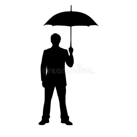 Silhouette Man Under Umbrella Stock Illustrations Silhouette Man