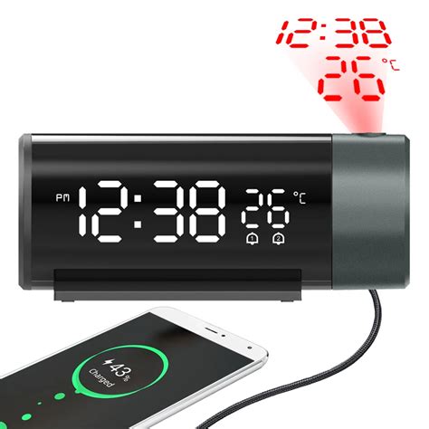 Reloj Despertador Digital LED Proyector Electr Nico De Mesa Con Rotaci