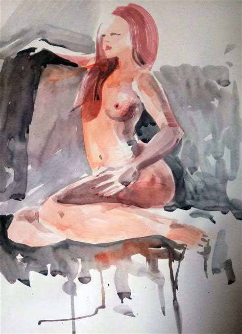 Sexy Woman Painting Nude Large Original Artwork Erotic Watercolor People Art Painting By Marina