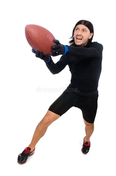 Man Playing American Football Isolated On White Stock Photo Image Of