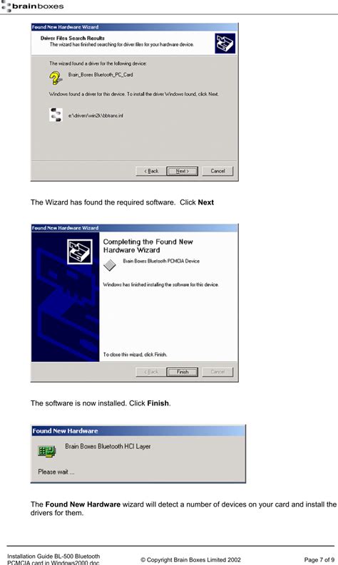 Brain Boxes Bl Bluetooth Pcmcia Card User Manual Users Manual