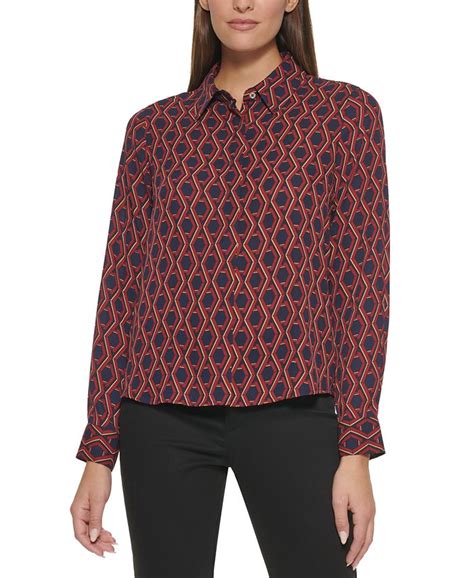 Tommy Hilfiger Geo Print Long Sleeve Shirt Macys