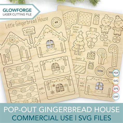 Lebkuchenhaus Svg Glowforge Weihnachten Geschnitten Dateien