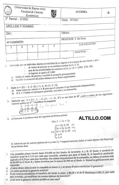 2º Parcial A Algebra García 2023 CBC UBA