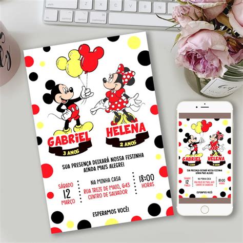 Convite Digital Mickey E Minnie Elo7 Produtos Especiais