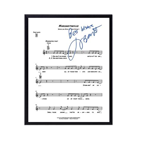 Jimmy Buffett Autographed Margaritaville Sheet Music Replica, 11 X 14 ...