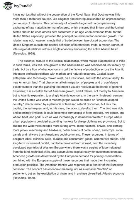 United States Foreign Policy 1790s To 1850s 3272 Words Essay Example