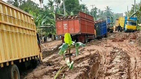 Personil Dan Alat Berat Di Siagakan Di Jalan Rusak Tanjabtim