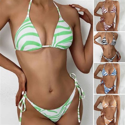 Travelwant Women S Piece Swimsuit Sexy Swimwear Halter String Triangle Bikini Sets Walmart