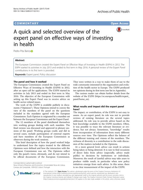 PDF A Quick And Selected Overview Of The Expert Panel On Effective