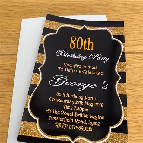 80th Birthday Invitations Etsy Uk