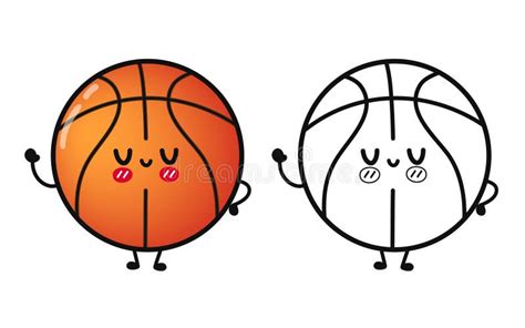 Funny Cute Happy Basketball Characters Bundle Set. Vector Hand Drawn ...