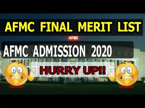 Afmc Final Merit List Screening Result Pune Admission