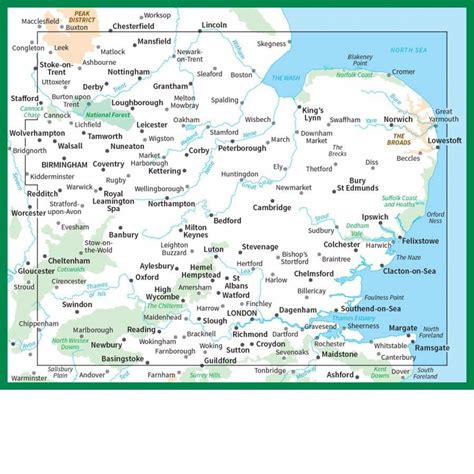 Ordnance Survey Road Map 5 - East Midlands & East Anglia - Printable ...