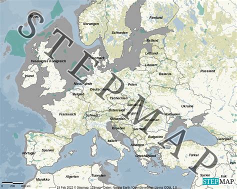 StepMap Test Landkarte für Mitteleuropa