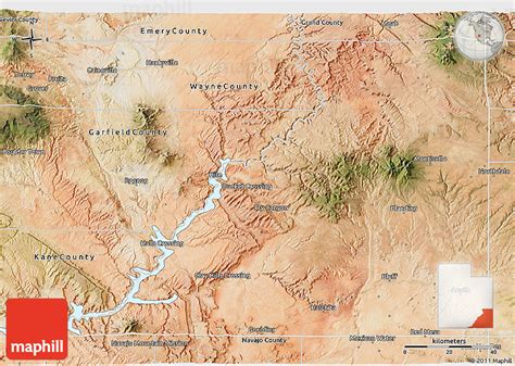 Satellite 3D Map of San Juan County