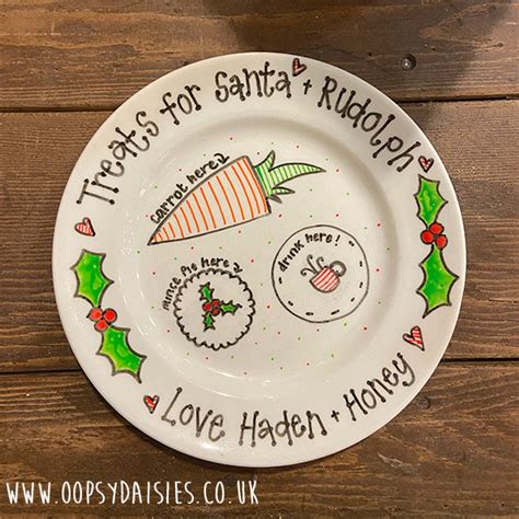 Personalised Treats For Santa And Rudolph Plate Oopsy Daisies