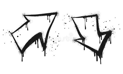 Spray Painted Graffiti Arrow in Black Over White. Isolated on White ...