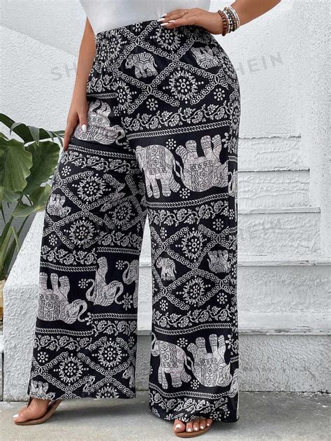 Shein Vcay Plus Allover Print Straight Leg Summer Pants Shein Usa